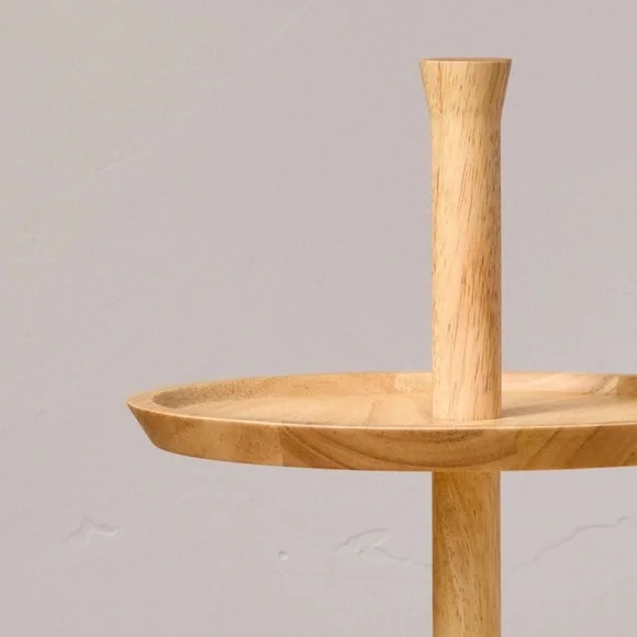 Hearth & Hand with Magnolia Two Tiered Wood Serving Tray Round Shape NWT - Picture 14 of 15